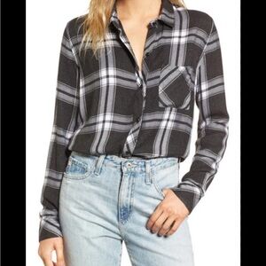 Hunter plaid shirt in coal white